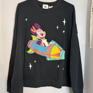 Disney Black Sweatshirt with Cartoon Character in Rocket